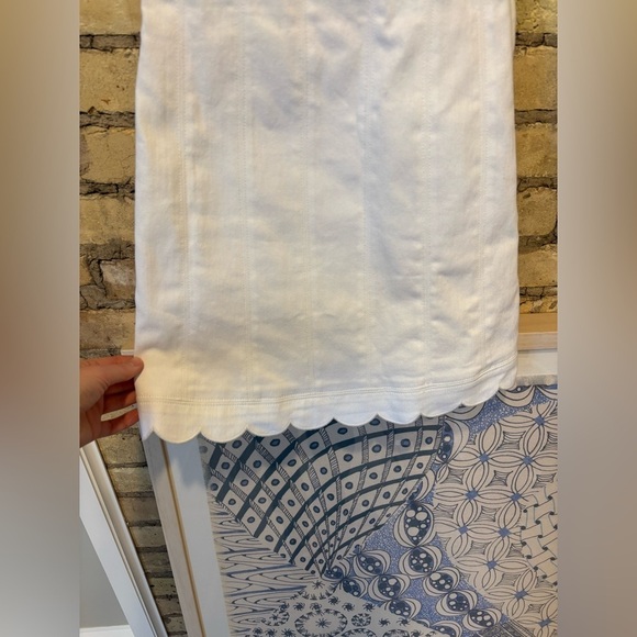 Cinq a Sept Hadley white denim seamed halter dress with scalloped hem - Picture 6 of 7